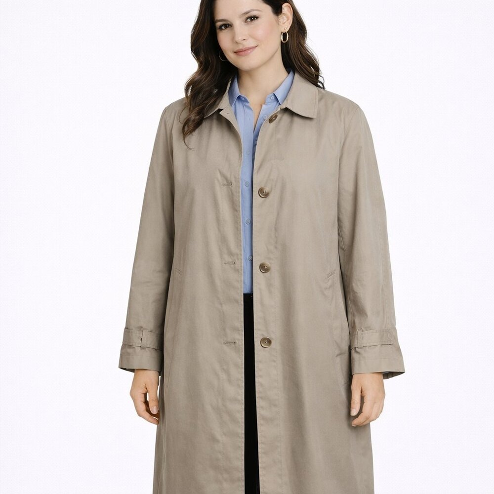 VTG 80's Tan Beige Women's The Totes Coat Classic Trench Raincoat sz 16